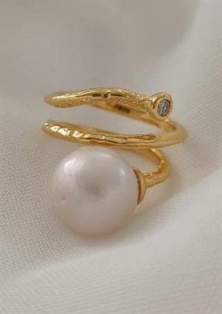 And Copehagen - White Pearl - Ring - Guld